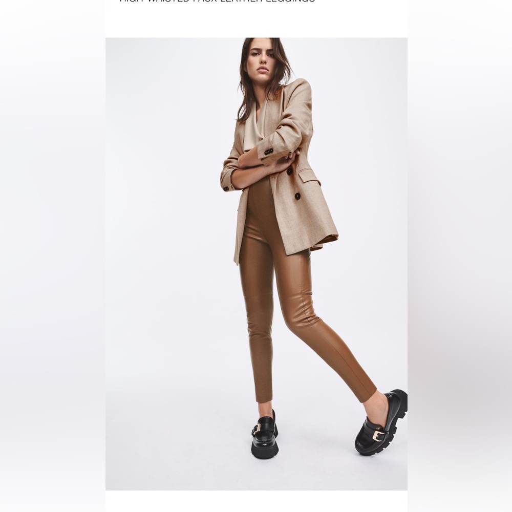 Zara high waisted faux leather leggings